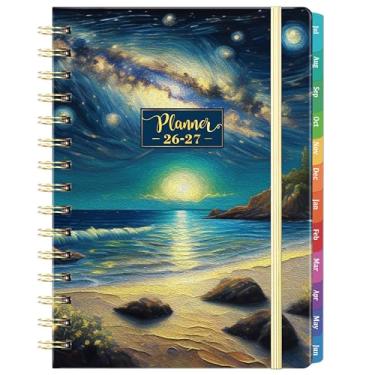 Imagem de Agenda 2026 - Agenda 2026, janeiro de 2026 a dezembro de 2026, 21,3 cm x 16 cm, agenda semanal e mensal 2026, agenda 2026 com fecho elástico + abas coloridas + capa dura - Mar dos sonhos