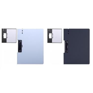 Imagem de Kit 4 Pastas A4 com Clips Cores Pastel para Organização de Documentos, Escola e Escritório, Pasta Fina Leve para Arquivos, Material de Escritório e Rotina de Estudos (kit 2-Azul+preto)