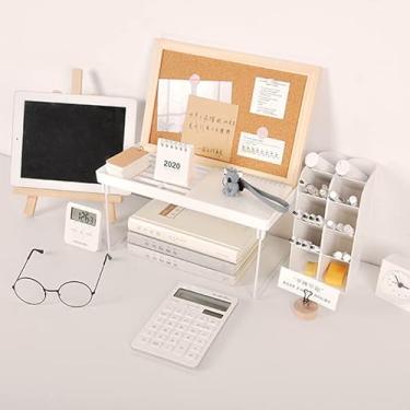 Imagem de Dioche Prateleira de Armazenamento de Dormitório Forte PP Metal Dobrável Design Prateleira de Exibição de Mesa de Estilo Simples para Dormitório Doméstico e (Branco Médio, Altura: Aprox.36 cm/14,2