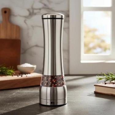 Imagem de Moedor Manual De Temperos Em Aço Inox Regulável Para Sal Pimenta Especiarias Com Ajuste Fino Grosso Uso Doméstico Profissional Mesa Cozinha Gourmet