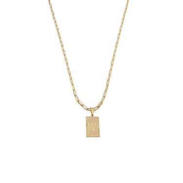 Imagem de Cordão 50Cm Masculino Feminino Pingente Letra W Banhado Ouro