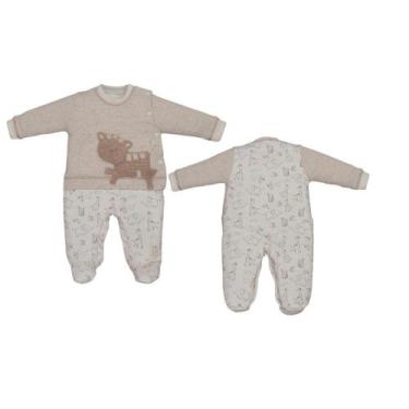 Imagem de Macacão Pezinho Manga Longa Bebê Menino Bege Luiz Miguel - Upi Ulli, M