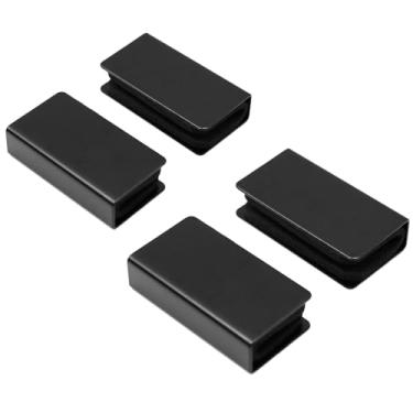 Imagem de Clipe de vidro Tulead preto placa de ataque magnético retangular grampo de vidro 1,6" x 0,4" x 0,8" pacote com 4 para armário, porta de vidro, guarda-roupa