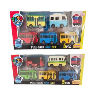 Imagem de Conjunto De Brinquedos Mini Ônibus Tayo Para Meninos Com Portas Que Ab