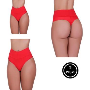 Imagem de Kit 3 Calcinha Fio Duplo e Cós Alto Microfibra Pós Parto - c8 KIT 3 BE