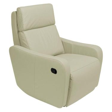 Imagem de Poltrona Decorativa Reclinável Manual Moroni Couro Off White - Gran Belo