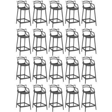 Imagem de Kit 20 Banquetas Média Allegra 66cm Design Cozinha/bancada - Preto