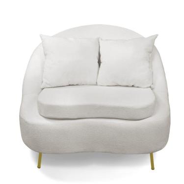 Imagem de Poltrona Decorativa Orgânica Pé Ferro Dou Zaya Bouclê C05 Off White