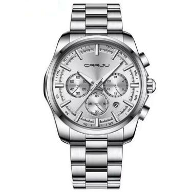 Imagem de Relógio Masculino De Pulso Quartzo Multifunção Esportivo Em Aço Inoxidável Impermeavel Branco