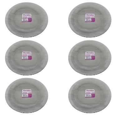 Imagem de Prato Raso Diamante Fumê de Vidro Duralex 22,4cm 6 Unidades - Nadir 5738N/001N