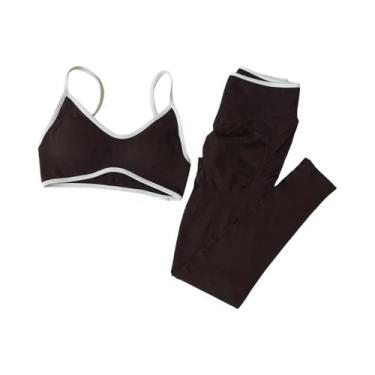 Imagem de Conjuntos De Yoga Sem Costura Para Mulheres, Leggings De Fitness, Suti