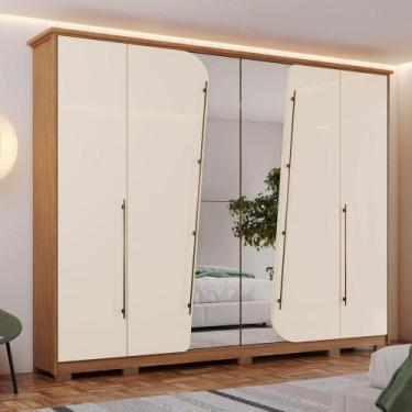 Imagem de Guarda Roupa Casal 6 Portas 6 Gavetas Dubai Henn Nature Com Off White 
