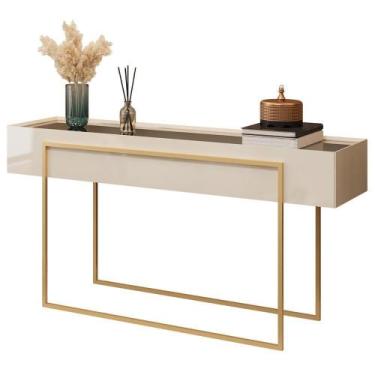 Imagem de Aparador Para Sala De Estar Espelhado Pés Industrial Malika D05 Off Wh