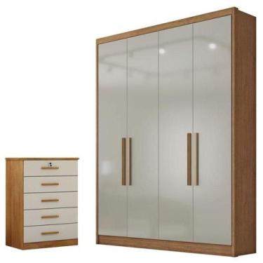 Imagem de Guarda Roupa Solteiro Sevilha E Gaveteiro Suiça Com Chave Cumaru 25 Fe