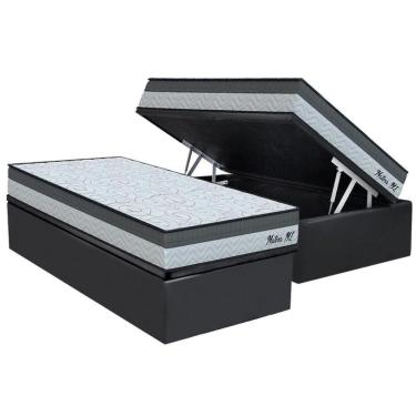 Imagem de Cama Box Baú Solteiro: Colchão Espuma D45 Orthoflex D33 Matera Ml + Base Crc Suede Gray (88x188)