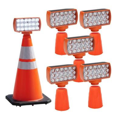 Imagem de Sinalizador Solar Viario Kit 5 Duas Cores Cone Alerta Seguranca Noturna Rodovia Alerta Obra Estrada Avenida Transito