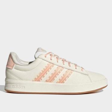 Imagem de Tênis Adidas Grand Court 3.0 Feminino, Branco, Rosa, 35