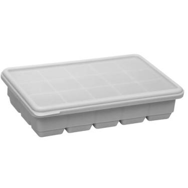 Imagem de Forma para Gelo em Silicone Maleável 19,5x12,5cm com Tampa 15 Cubos Co