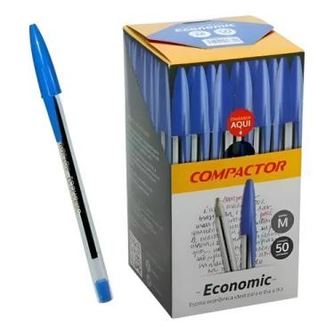 Imagem de Caneta Esferográfica Compactor Economic Azul Caixa 50 Unidades Ponta M