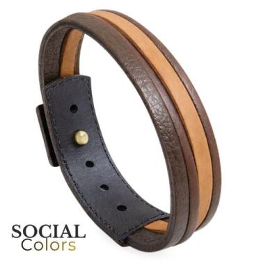 Imagem de Pulseira em Couro Natural Trançado Clássica Social Colors - GRANADO AC