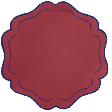 Imagem de Lugar Americano Vermelho Bordado Redondo Decortextil-Un, Vermelho
