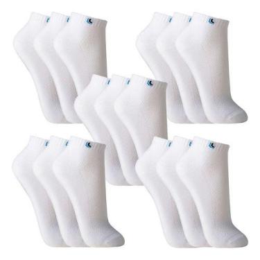 Imagem de Kit 15 Pares Meia Lupo Cano Curto Masculina Sport, Branco, G