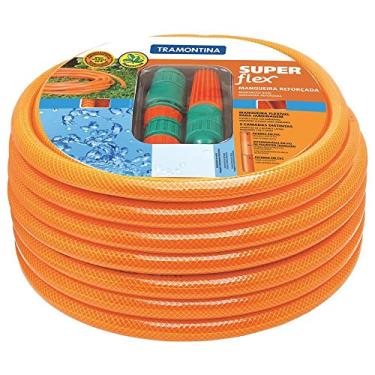Imagem de Mangueira Super Flex Tramontina Com Engates Rosqueados E Esguicho Em Pvc Laranja 20 M