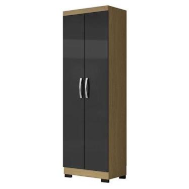 Imagem de Armário Multiuso 2 Portas New 2000192 Atacama Grafite com Pés Preto - 