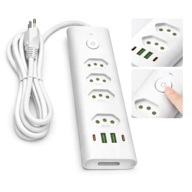 Imagem de Extensão Tomada Com Filtro De Linha USB E Type-C
