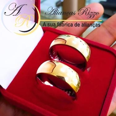 Imagem de Par de Alianças de Moeda Antiga Abaulada Meia Cana para Casamento e No