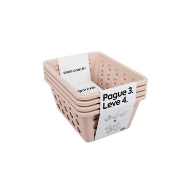 Imagem de Kit Cestas Organizadoras Pequenas 1,2 Litros Linha One Coza, Rosa Blus