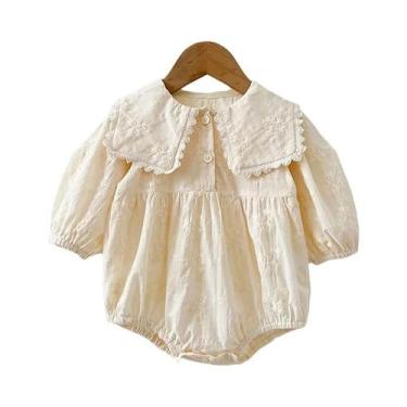 Imagem de Macacão De Algodão Bordado Para Bebês Meninas De 0 a 24 Meses, Macacão