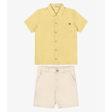 Imagem de Conjunto Infantil Camisa Com Bermuda Trick Nick Amarelo-Masculino