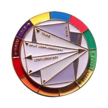 Imagem de Broche Rotativo De Bússola De Cores Esmaltado, Distintivo De Roda De C