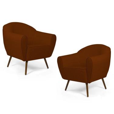 Imagem de Kit 02 Poltronas Nina Pés Palito Madeira B-235 Terracota