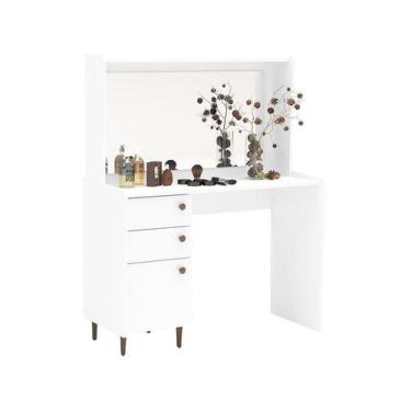 Imagem de Penteadeira Luisiana 1 Porta 2 Gavetas com Espelho Branco - Politorno,