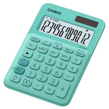 Imagem de Calculadora de Mesa Casio MS20UC com 12 Dígitos, Tela Grande de Fácil Leitura e Tecla de Correção Rápida Verde