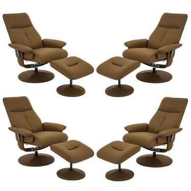 Imagem de Kit 4 Poltronas De Massagem Giratória Reclinável Detroit Pu Caramelo Laura Lar