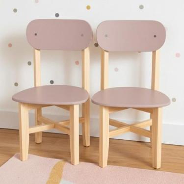 Imagem de Kit 2 Cadeiras Infantil Colorê Pés em Madeira Pinos e Assento MDF Cor: