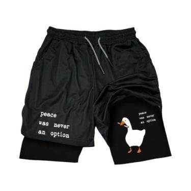 Imagem de Shorts De Verão Masculinos Com Estampa De Pato Em Desenho Animado, Sec