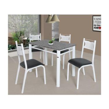 Imagem de Mesa de Jantar 4 Cadeiras Retangular Aço Tampo Granito Poeme Ciplafe, 