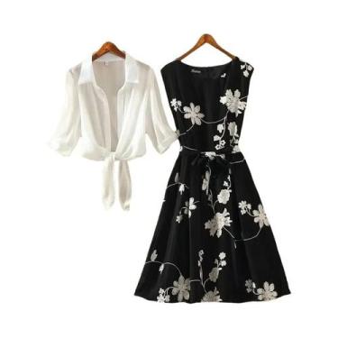 Imagem de Conjunto De Vestido Elegante De Verão Com Bordado Floral Vintage Em Du