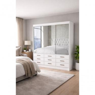 Imagem de Guarda Roupa 9 Gavetas 3 Portas Espelhado Sunset-grand Line
