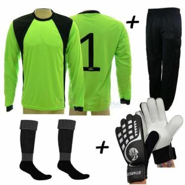 Imagem de Conjunto 1Camisa 1Calca 1Meia 1Luva Goleiro vrd popular - Lince, P
