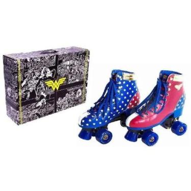 Imagem de Patins Retro Mulher Maravilha Azul/Vermelho Tamanho 35 - Bel Fix