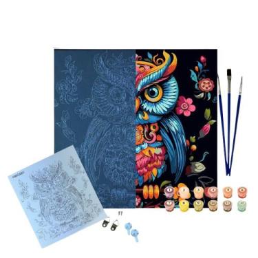 Imagem de Kit Pintura Numerada Arte Terapia 30X30cm Coruja - Sinoart
