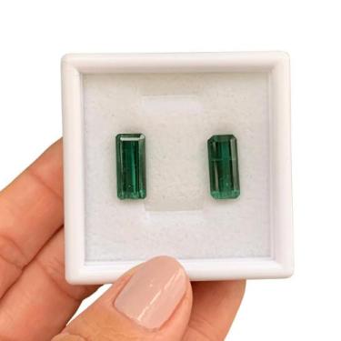 Imagem de Turmalina Azul Esverdeada Baguete Retangular Par 8,78ct - ENE2ESE