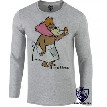 Imagem de camiseta manga longa Infantil até Plus size Dona Ursa Zé Buscapé Hanna
