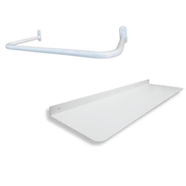 Imagem de Arara Para Roupas 60cm Organização De Parede Loja Closet + Prateleira 