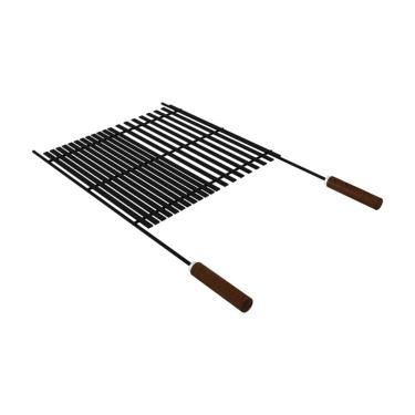 Imagem de Grelha Churrasco Black para Preparo Versátil em Aço Carbono Nitrocarbonetado com Cabos de Madeira Multiuso